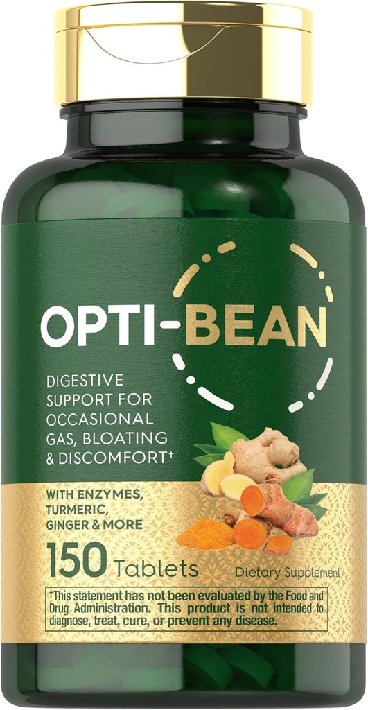 Carlyle Opti-Bean (150 comprimés) Support digestif (Gaz, Bloating & Disconfort Enzyme Blend) Végétarien, Supplément sans OGM et sans gluten