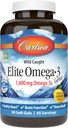 Carlson Elite Omega-3 Gems, 1600mg Omega-3s avec EPA & DHA, Wild-Caught Norwegian Fish Oil, Lemon Flavor, 90 Softgels