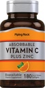 Absorbable vitamine C Plus zinc, 180 softgels à libération rapide