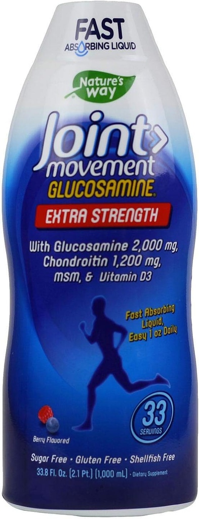 Nature's Way Extra Strength Joint Movement Glucosamine Natural Berry Flavor 33,8 fl oz ea (2-Pack)