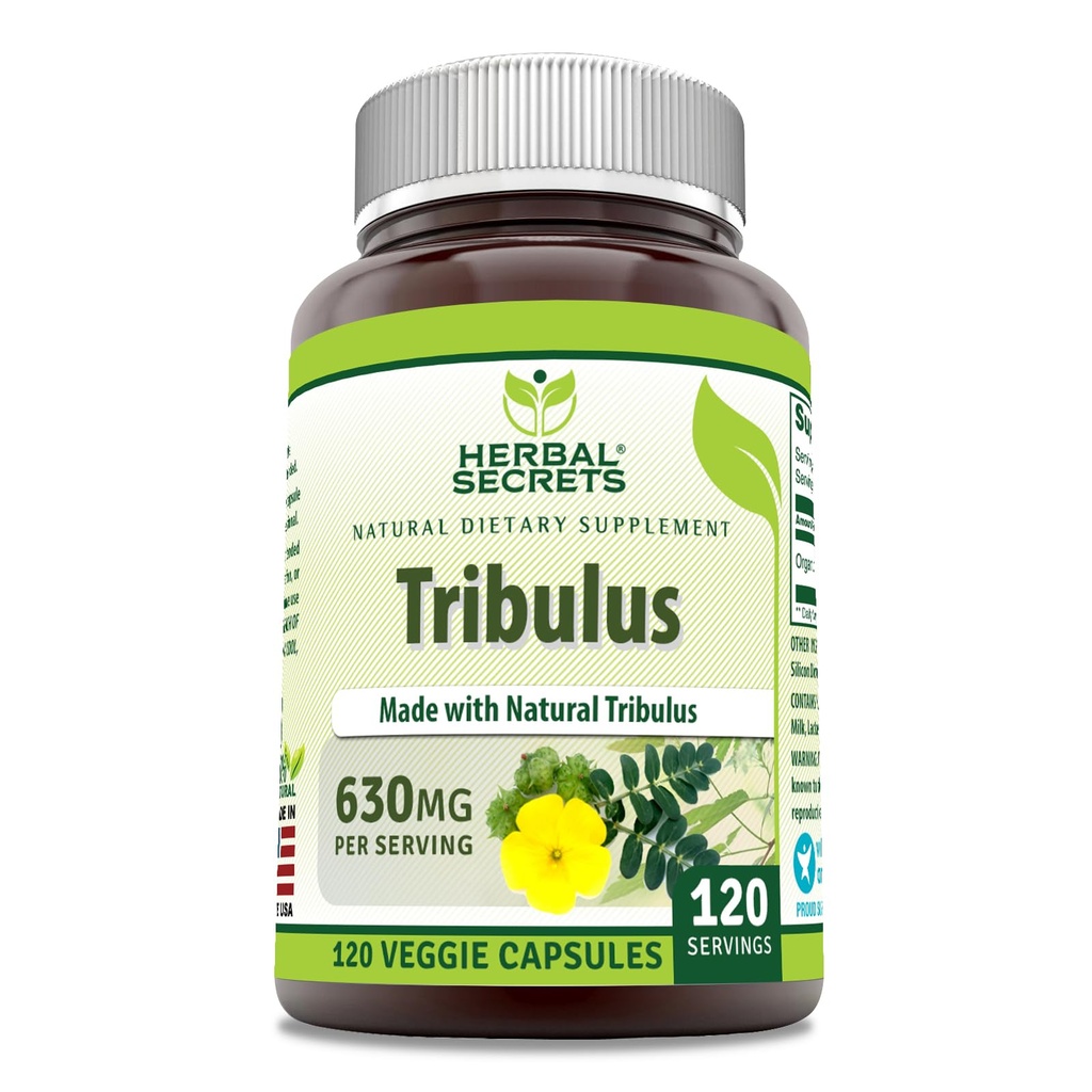 Secrets à base de plantes Tribulus 630 Mg 120 Capsules Veggie Supplément de produit non-OGM