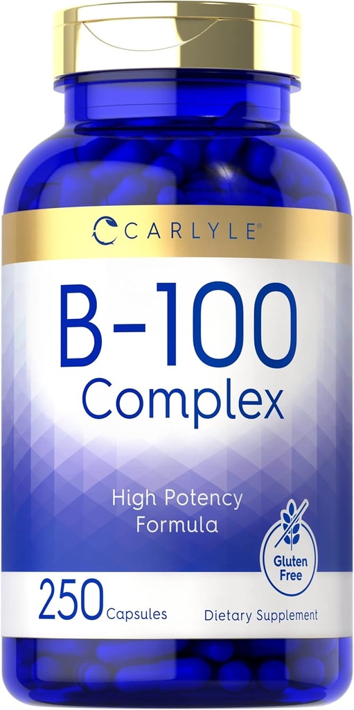 Carlyle B-100 Vitamine complexe de 250 gélules, supplément sans gluten