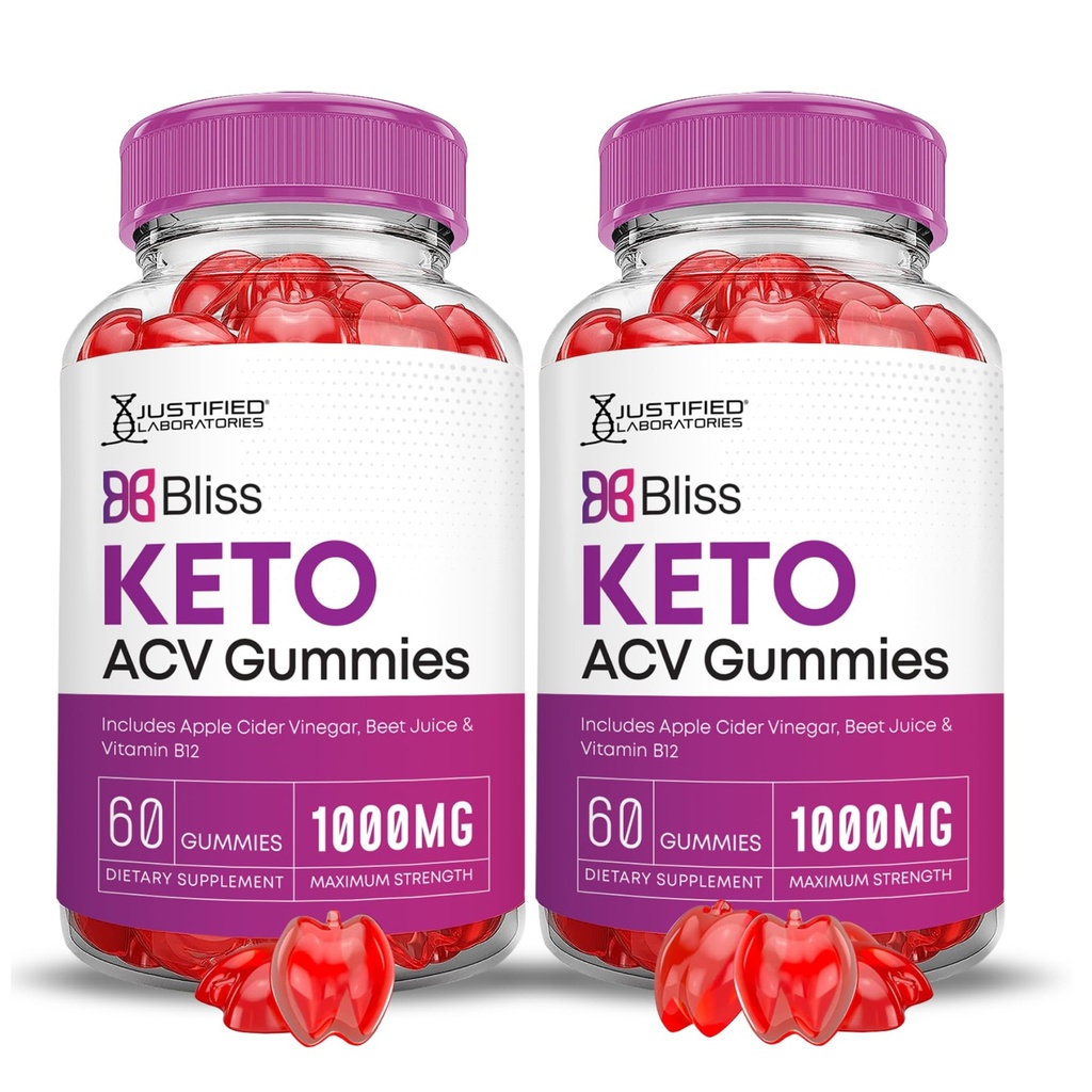 Laboratoires justifiés (2 Pack Bliss Keto ACV Gummies Advanced Formula 1000MG Bliss Keto Gummies Apple Cider Vinegar Boost Formulé avec Pomegranate Beet Juice Powder B12 Vegan Non OGM 120 Gummys