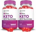 Laboratoires justifiés (2 Pack Bliss Keto ACV Gummies Advanced Formula 1000MG Bliss Keto Gummies Apple Cider Vinegar Boost Formulé avec Pomegranate Beet Juice Powder B12 Vegan Non OGM 120 Gummys