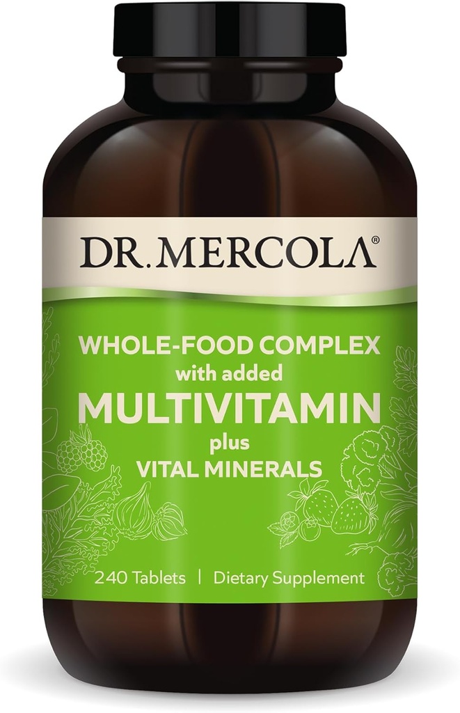 Complexe alimentaire complet du Dr Mercola avec ajout de multivitamines plus minéraux vitaux, 30 portions (240 comprimés), supplément alimentaire, soutient la santé globale