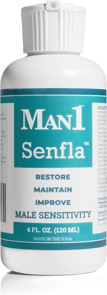 Man1 Senfla: Restaurer la sensibilité du pénis. Formulé pour les hommes qui ont vécu une sensibilité diminuée. Améliorer et maintenir un sentiment intime et ramener l'étincelle dans votre vie