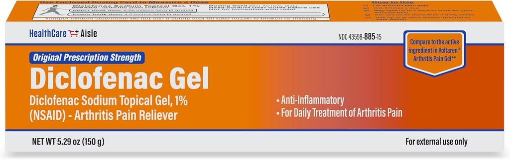 Gel Diclofénac, 1 %, arthrite, soulagement de la douleur - tube de 150 g - AINS