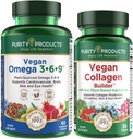 Ensemble de produits de pureté - Vegan Omega 3-6-9 + Vegan Collagen Builder Omega 3-6-9 (=5 en 1=) Acide gras essentiel Omega à base végétale - Vegan Collagen Builder (w/ingrédients clés à base végétale et plus)