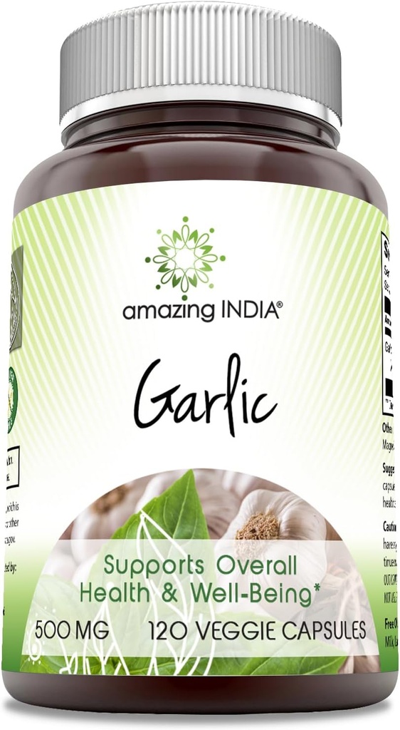 Amazing India Ail 500 mg 120 Capsules de Veggie Supplément