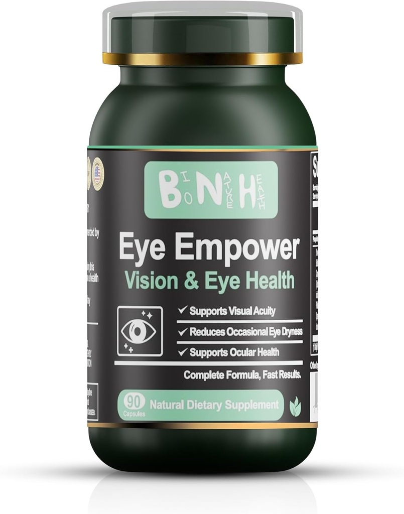 Eye Empower - Blue Light - Blurry Vision - Protection des yeux démangeaisons irrités à sec - Floaters - Fatigue - Soutien oculaire et maculaire - Dégénérescence - Nutriments prouvés - Rétinal et cornéen - 90 Compte