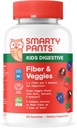 SmartyPants Fibres et légumes pour enfants: Gommies de fibres prébiotiques pour enfants, supplément de fibre avec inuline, mélange de légumes verts biologiques, végétalien, sans gluten, saveur de baies mixtes, 60 comtes (30 jours d'approvisionnement)