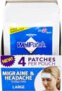 WellPatch Migraine & Headache Cooling Patch - Drug Free, Lasts Up to 12 Hours, Safe to Use with Medication - Large Patches (4 Packs of 4 Patches), Each 4.3 x 2 in