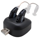 Amplificateurs audio numériques - paire d'amplificateurs audio personnels BTE rechargeables BTE avec dock USB, derrière les appareils d'amélioration de l'ouïe avec longue durée de vie de la batterie, noir