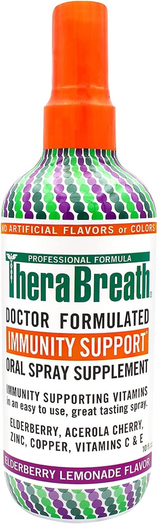 TheraBreath Immunity Support Doctor Formulated Oral Spray Supplément, Elderberry Lemonade, 10 Once