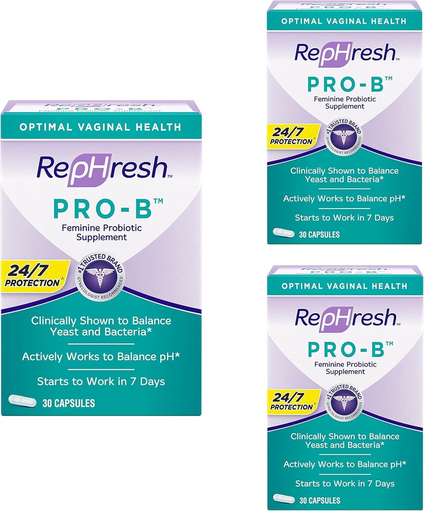 RepHresh Pro-B Probiotic Feminine Supplement Capsules (Pack of 3)