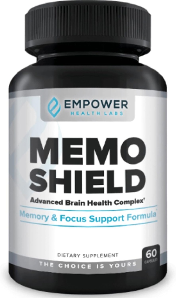 Supplément Santé Cerveau MemoShield – Support Mémoire avancé avec Mane du Lion, Bacopa Monnieri et Ginkgo Biloba – Fonction cognitive et Formule Santé Cerveau – 60 Capsules