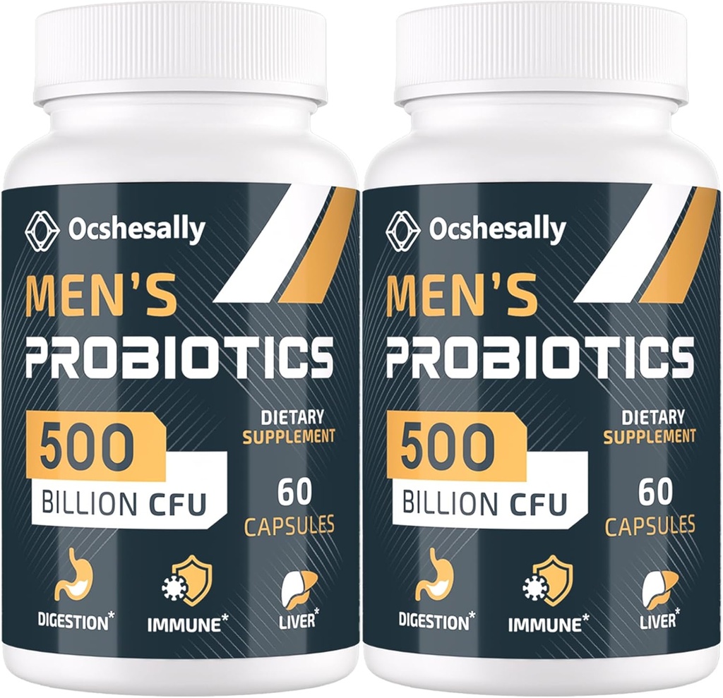 Probiotiques pour hommes, 500 milliards UFC et 12 souches Probiotique pour hommes, avec curcuma, canneberge, goji - Probiotiques pour la santé digestive, Gut, Immune & Bloating, Prostate & Urinary Tract Health, 120 Capsule