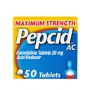 Pepcid AC Force maximale Comprimés de soulagement des brûlures d'estomac, OTC Médecine prévient et soulage les brûlures d'estomac en raison de l'indigestion acide et de l'estomac acide, 20mg Réducteur d'acide famotidine, action rapide, 50 ct