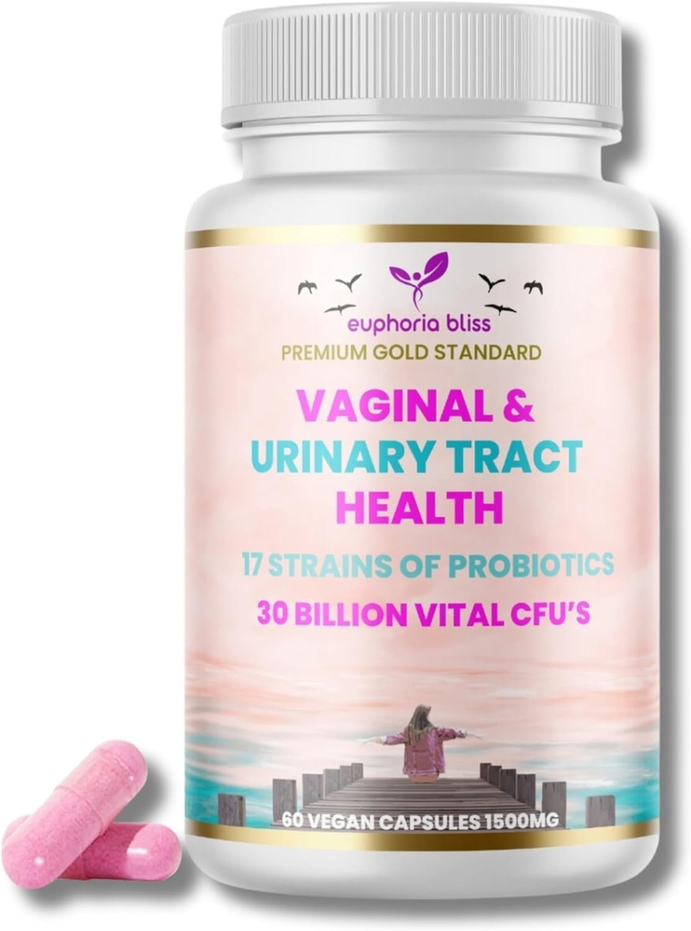 Probiotiques vaginaux pour les femmes pH équilibre, prébiotiques et mélange probiotique, santé vaginale naturelle et supplément de tract urinaire avec canneberge, ail et plus, pour la flore vaginale saine et odorante, 60 capsules végétaliennes