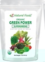 Z Aliments naturels Verts organiques Poudre de superaliments - Herbe d'orge, Graine de blé, Spiruline, Épinards, Brocoli, Alfalfa Feuille, Racine de betterave, Tomate, Dulse et Moringa - cru végétalien sans gluten - 1lb