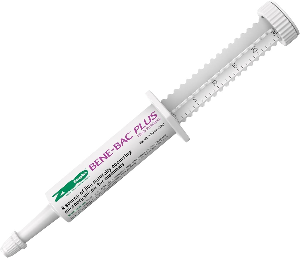 Gel de mammifère Bene-Bac Plus zoologique animalier - Syringe de 30 g - FOS et probiotiques pour chiens, chats, mammifères exotiques et animaux sauvages