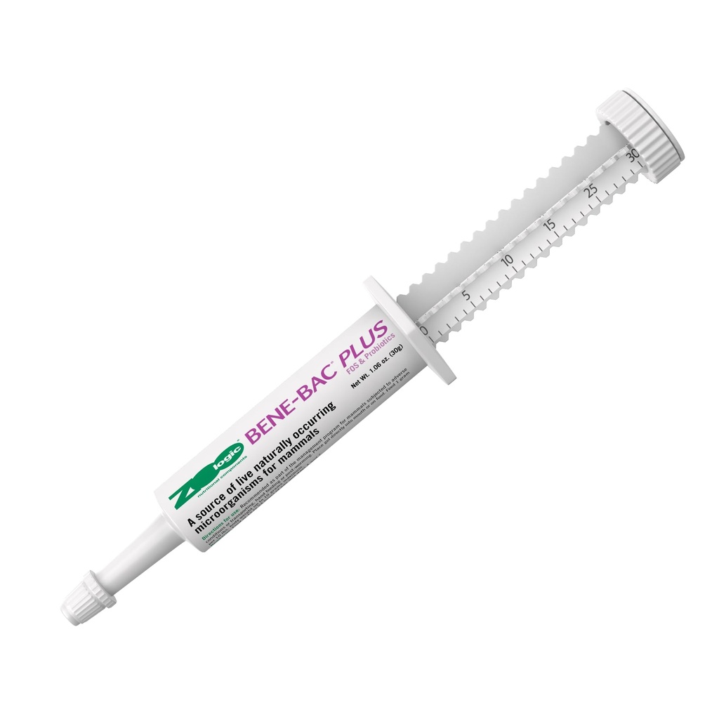 Gel de mammifère Bene-Bac Plus zoologique animalier - Syringe de 30 g - FOS et probiotiques pour chiens, chats, mammifères exotiques et animaux sauvages