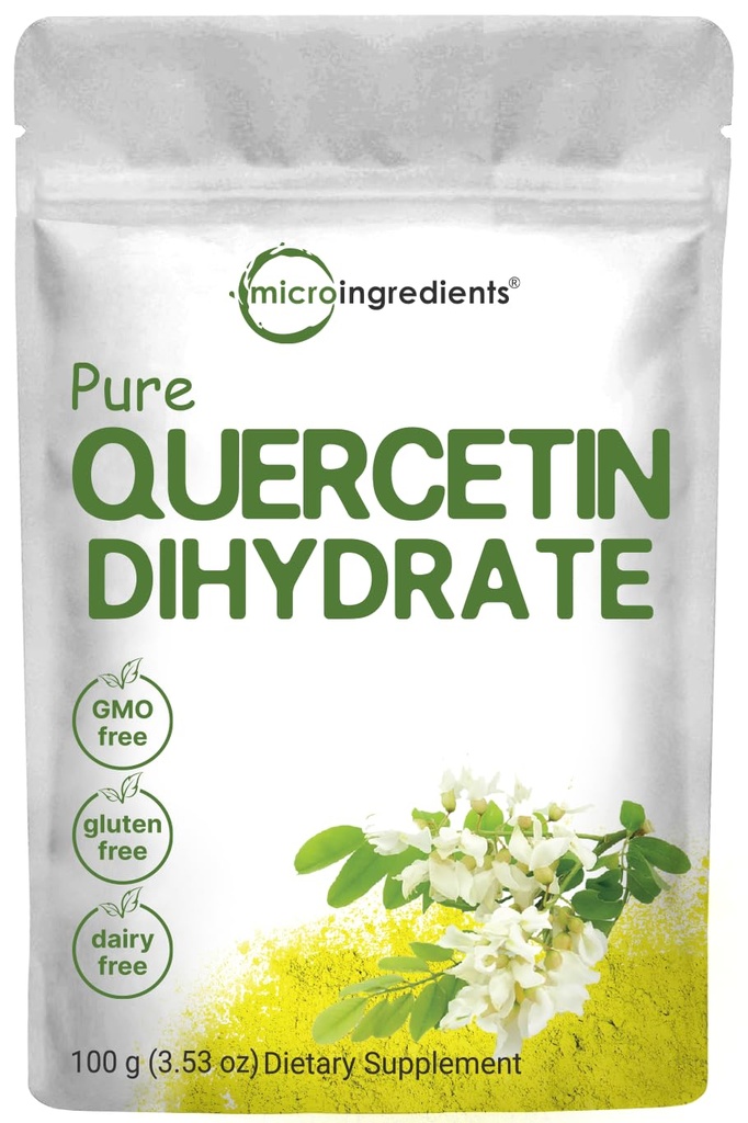 Pure Quercetin Dihydrate Poudre, Quercetin 500mg Par portion, 100 Grams, la plus biodisponible Grade et le remplissage sans, puissant antioxydant soutient l'énergie, système immunitaire, Pas d'OGM et végétalien
