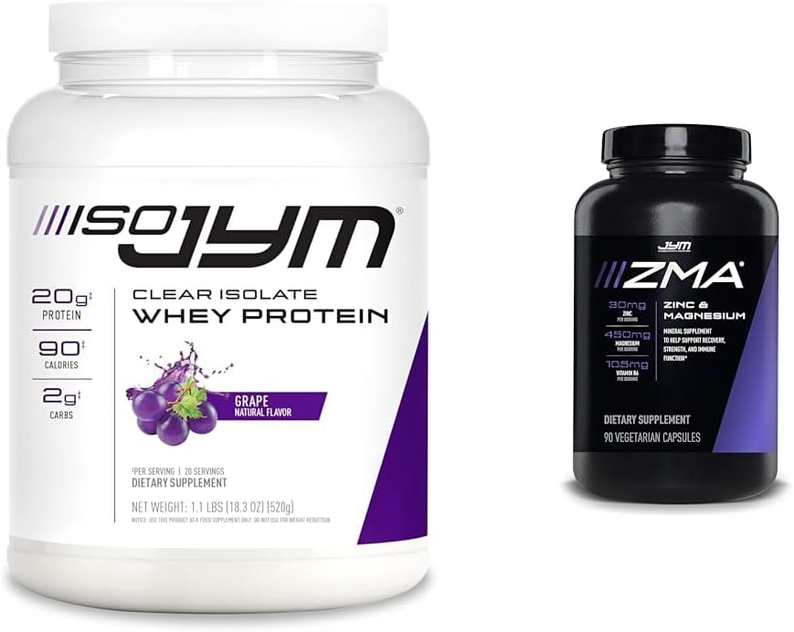 ISO JYM 20 portions Raisin et JYM ZMA Zinc / supplément de magnésium avec zinc, magnésium et vitamine B6