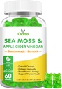 Gummies de mousse de mer - vinaigre de cidre d'Apple, bladderwrack, racine de lard - soutient la santé immunitaire,60 Ct