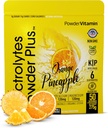 Poudre d'électrolytes Plus (50 portions), 0 Calorie Keto, 0 Sucre, Pas de maltodextrine,1000mg Potassium,120mg Calcium,120mg Magnésium, Poudre d'hydratation (50 portions, Ananas orange)