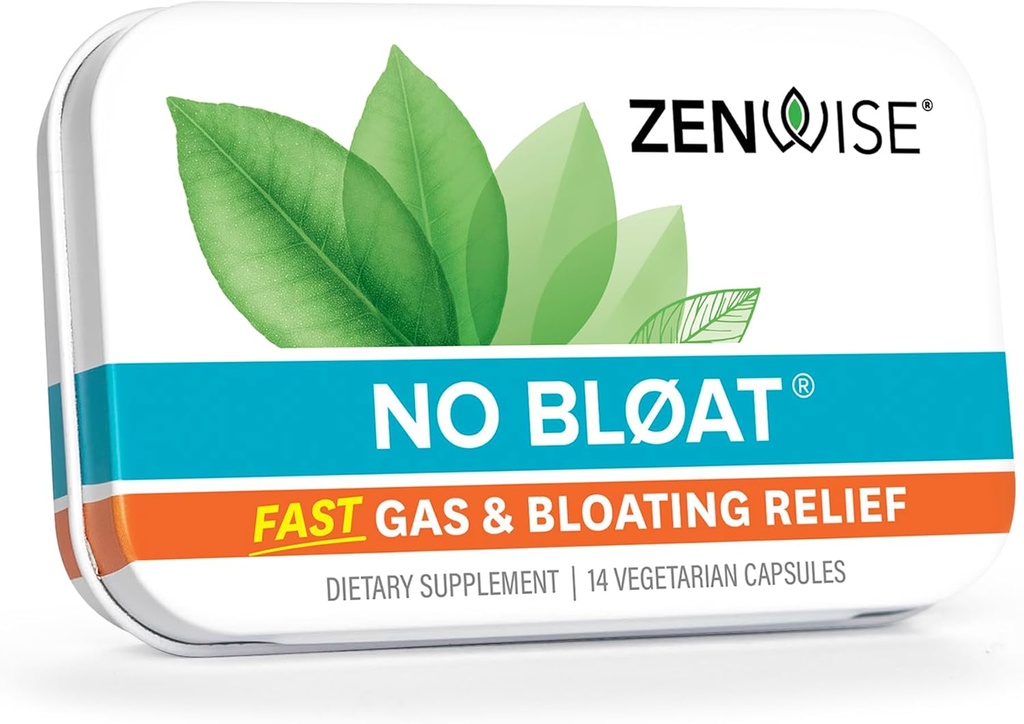 Santé Zenwise Non Bloat Probiotiques pour les femmes et les hommes Santé digestive avec gingembre, dandelion et lactase, enzymes digestives pour le gaz et le dégel - pilules de rétention d'eau végétalienne - 14 CT