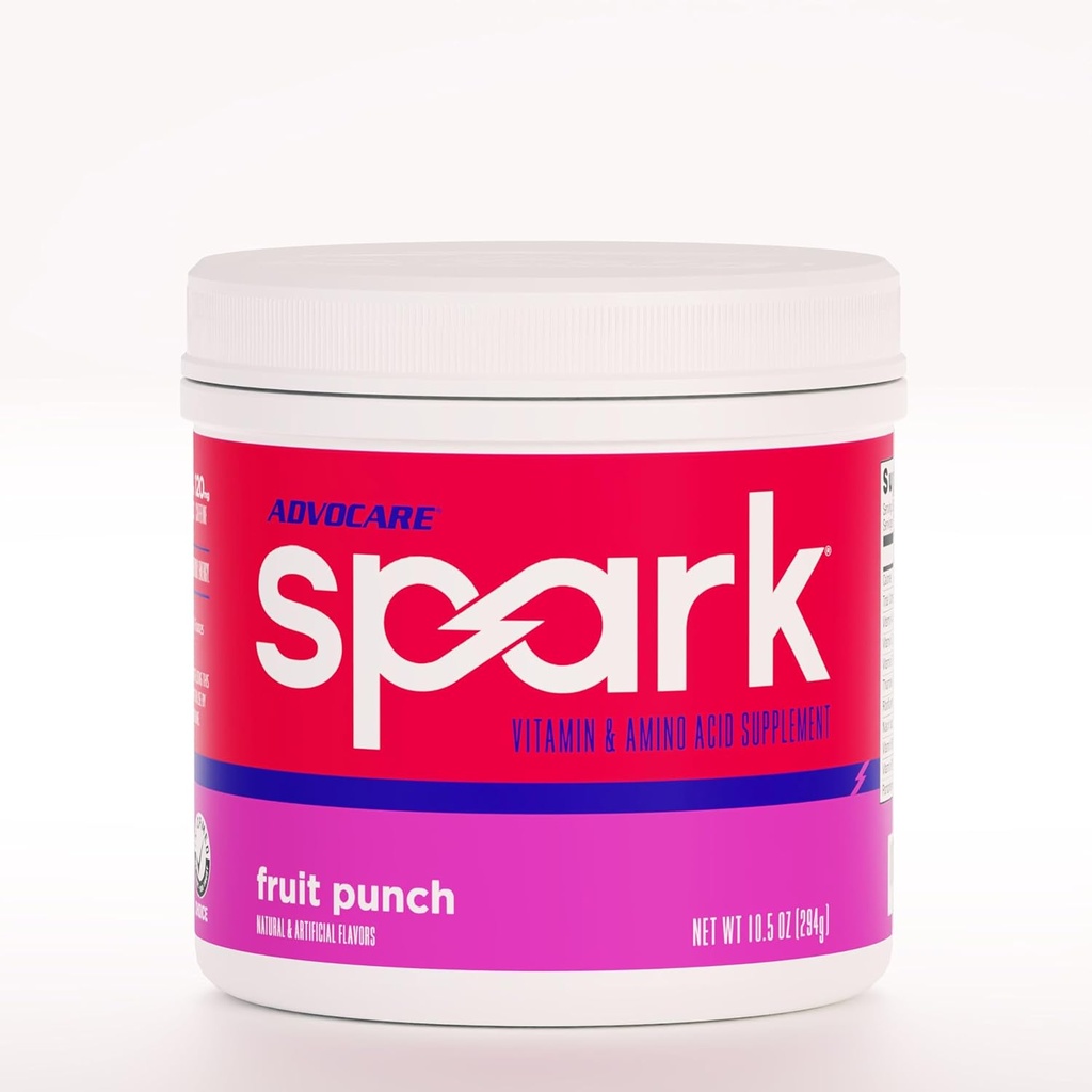 AdvoCare Spark - Mélange de boissons énergétiques - Supplément de vitamine et d'acide amino - Soutiens Énergie et Focus - Portable Immune Support - Sans sucre - Fruit Punch, (10,5 oz)