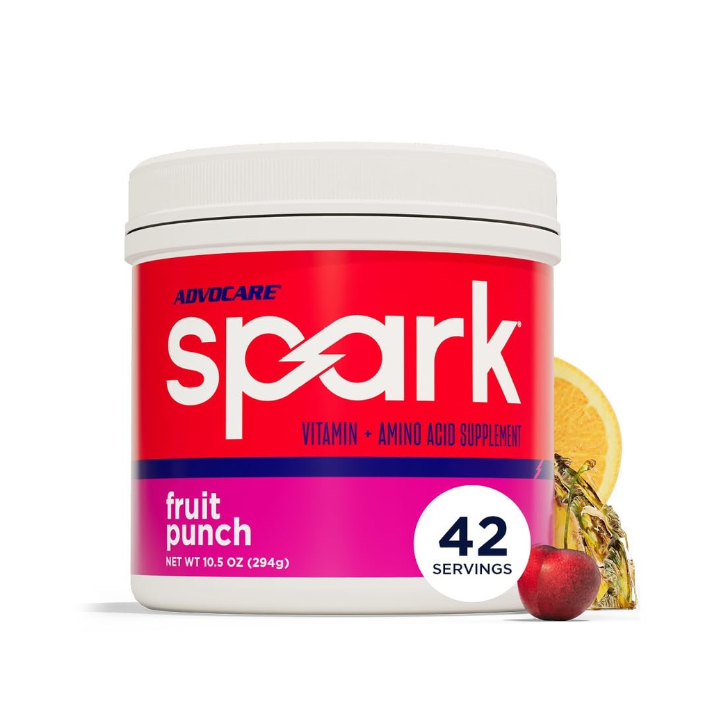 AdvoCare Spark - Mélange de boissons énergétiques - Supplément de vitamine et d'acide amino - Soutiens Énergie et Focus - Portable Immune Support - Sans sucre - Fruit Punch, (10,5 oz)