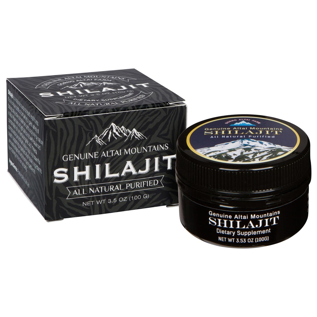 Sayan Pure Shilajit Resin 3.5oz/100g, 660 portions - Potent Organic Fulvic Acid Supplement - soutient le système immunitaire, la mémoire, la focalisation, et fournit l'énergie naturelle, detox - végétalien, non-OGM