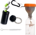 Protein Funnel Set Travel Protein Powder Containers with 1 Carabiner 1 Brush and 1 Mini Pocket Pill Box Reinforced to Prevent Spills Gym Pre-Workout Supplement Orange Powder Funnels