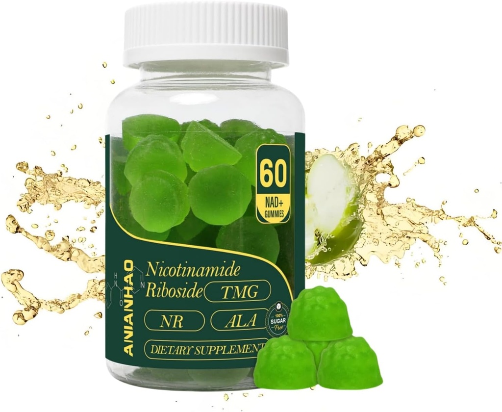 NAD+ Gummies sans sucre 1500mg, 60 Gummies (30 jours d'approvisionnement) - True NAD+ & Resveratrol supporte l'anti-âge, le soutien antioxydant, le métabolisme et l'énergie boost