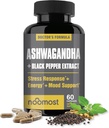 NooMost Organic Ashwagandha 400mg Capsules w/Black Pepper Extract comme Vegan Ashwagandha Suppléments pour Anti Stress Relief, Natural Mood Support, Energy & Focus-60 Capsules