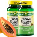 Spring Valley Papaya Enzyme Chewable - 360 comprimés végétaliens, Bromelain nouvelle formule digestive aide