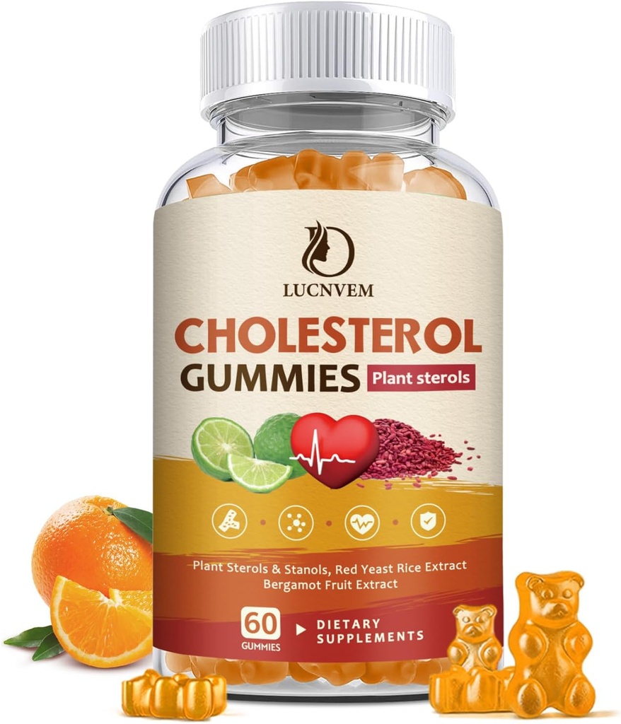 Suppléments de cholestérol Gommies pour Cholestérol Complexe de cholestérol sain et naturel pour maintenir des niveaux de cholestérol sains, Gommies de cholestérol facile quotidienne Collations - 30 jours d'approvisionnement