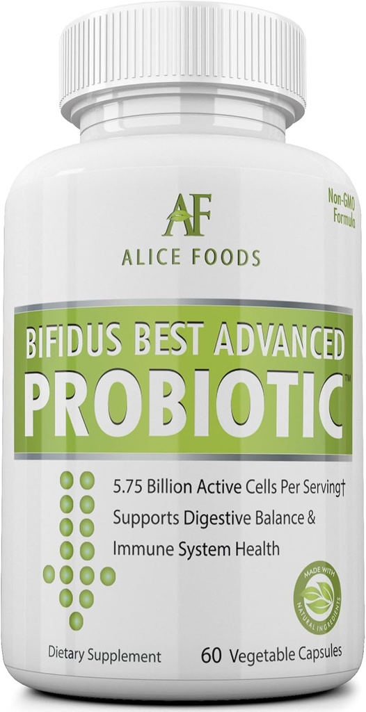 Fast Natural Bloating Relief - Bifidus Meilleur Probiotique avancé 60 jours + Guide Kombucha - Probiotiques Premium pour les hommes et les femmes - pour les problèmes intestinaux, Bloating, Diarrhée, Gaz, Bladder, UTI