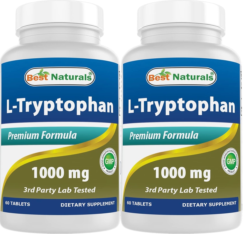 Meilleurs naturels L-Tryptophane 1000 mg 60 comprimés (60 Nombre (paquet de 2))
