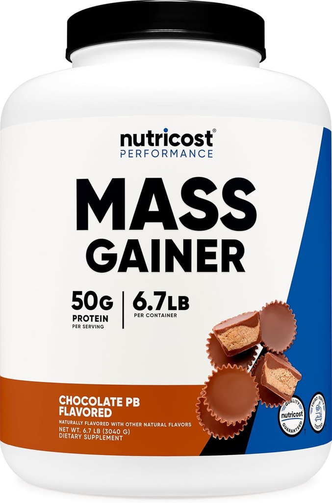 Gaineur de masse de Nutricost (arôme de beurre d'arachide chocolaté, 6,7 LBS) 50 grammes de protéines par portion - non-OGM
