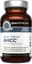Qualité de vie Premium Kinoko Platinum AHCC Supplément à base de plantes, 750mg par gélule, pour le soutien immunitaire, la fonction hépatique, maintient l'activité de la cellule tueuse naturelle, pack de 1, 60 Capsules de légumes