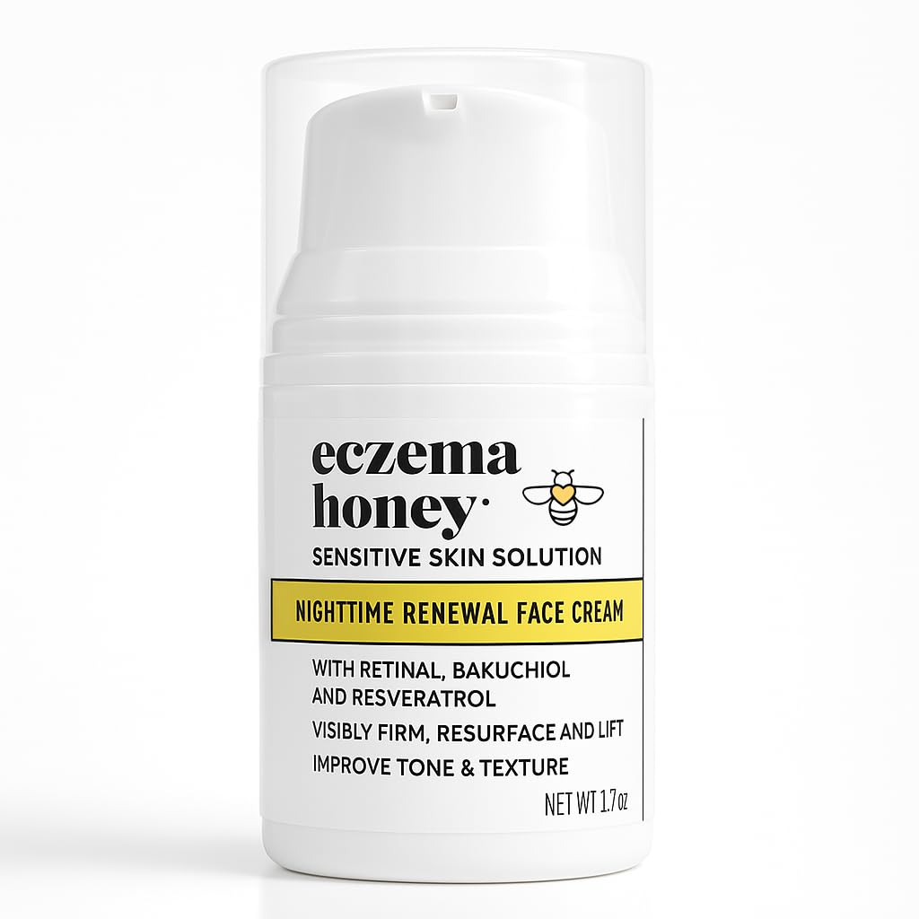 ECZEMA HONEY Crème de renouvellement du visage concentré pendant la nuit - Anti-vieillissement Produits de soins de la peau - Hydratant du visage non parfumé pour l'eczéma, la peau sèche et sensible (1.7 Oz)