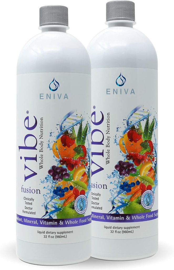 Eniva Vibe Fusion Daily Liquid Multivitamin and Mineral Supplement Elderberry Zinc VIT C VIT D) Nutrition pour l'énergie