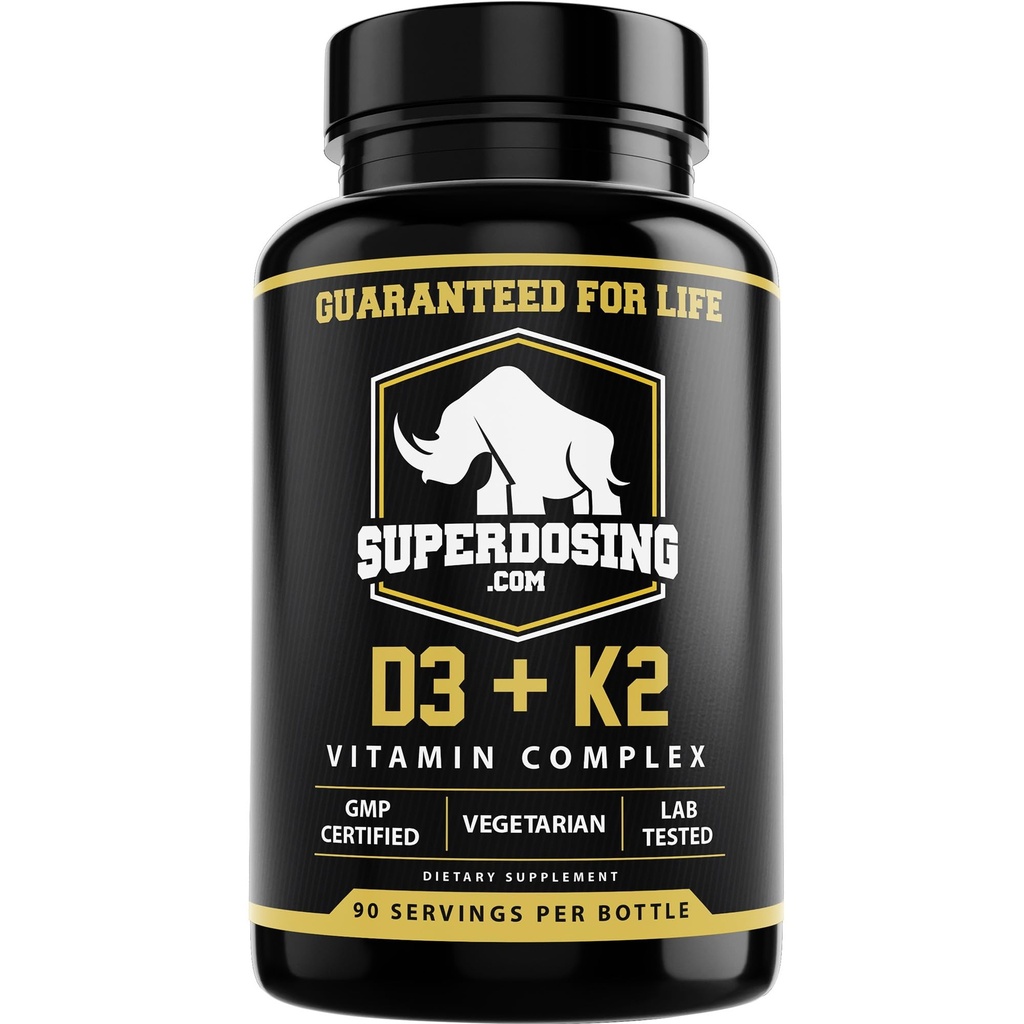 Meilleure valeur Max Strength 10 000 iu Vitamine D3 et 1500 mcg Vitamine K2 Suppléments 1 bouteille Pk D3K2 Vitamines et suppléments pour la santé. Capsules D3-K2 MK4, meilleure vitamine K2D3 pour système immunitaire.