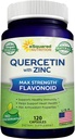 aSquared Nutrition Quercetin 1000mg avec supplément de zinc - 120 Capsules - Quercetin Dihydrate avec Black Elderberry & Zinc - Pilules complexes de poudre Max Strength pour aider à améliorer la réponse immunitaire