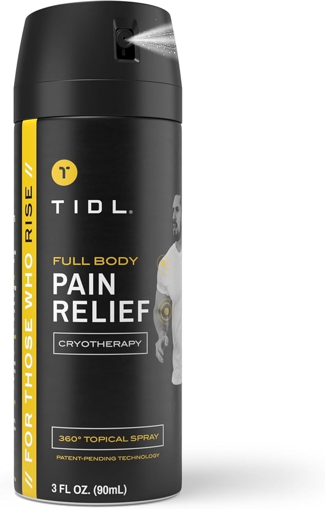 Cryothérapie TIDL Spray anti-douleur, 3 oz, douleur au cou ciblé, soulagement de la douleur articulaire et musculaire, menthol organique à base végétale, refroidissement instantané pour l'arthrite, douleur au dos et au genou