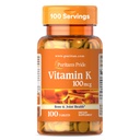 Puritan's Pride Premium Vitamine K 100mcg, complément alimentaire pour le soutien de santé osseux, articulaire et du sang, 100 jours d'approvisionnement, 100 comprimés