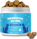 Supplément digestif probiotique naturel pour chiens - Probiotic Chewable avec prébiotiques et enzymes soutient la santé Gut, la diarrhée et la digestion, améliorer le système immunitaire Allergie Peau